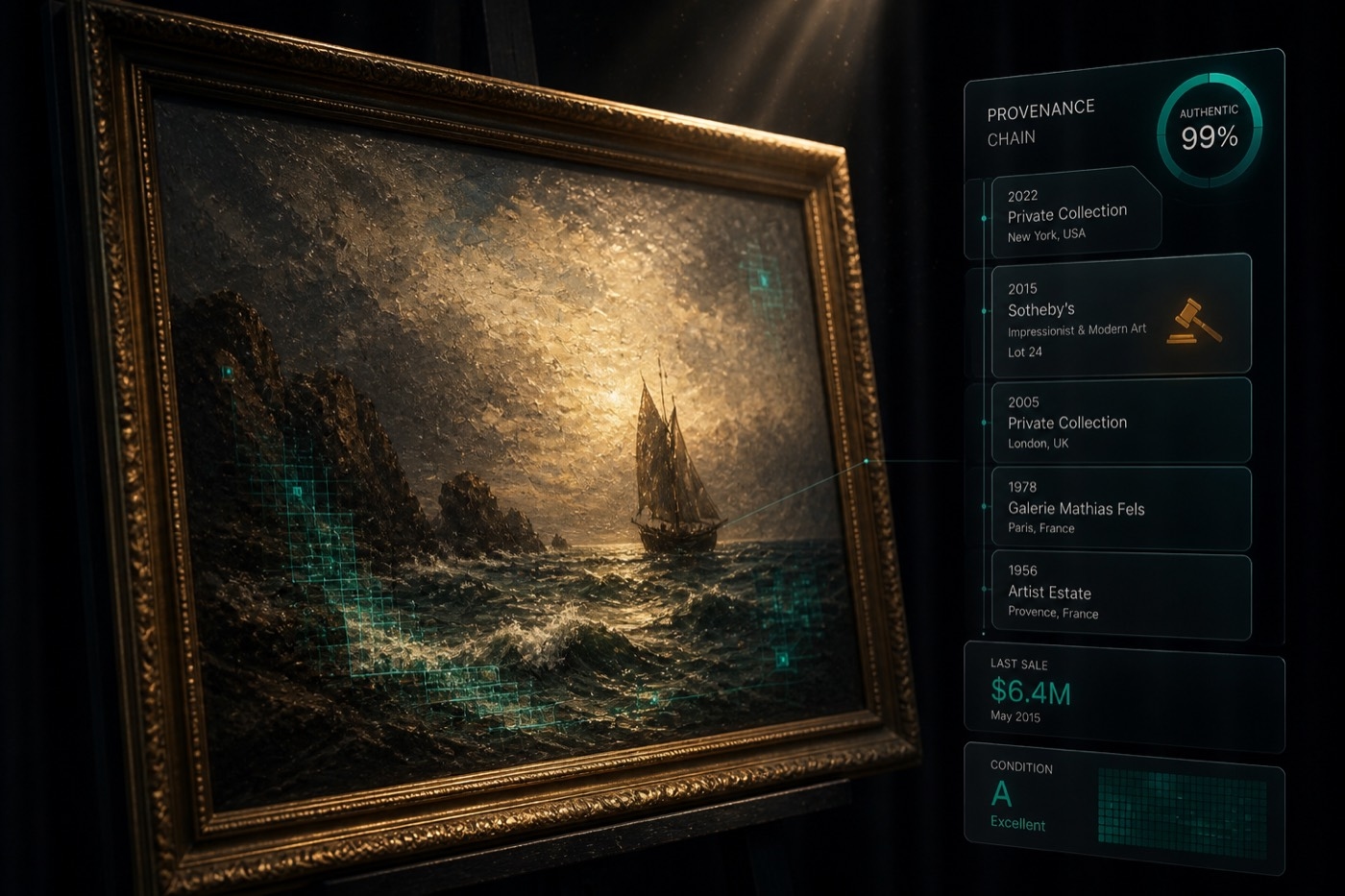Tokenized marine oil painting with a provenance chain