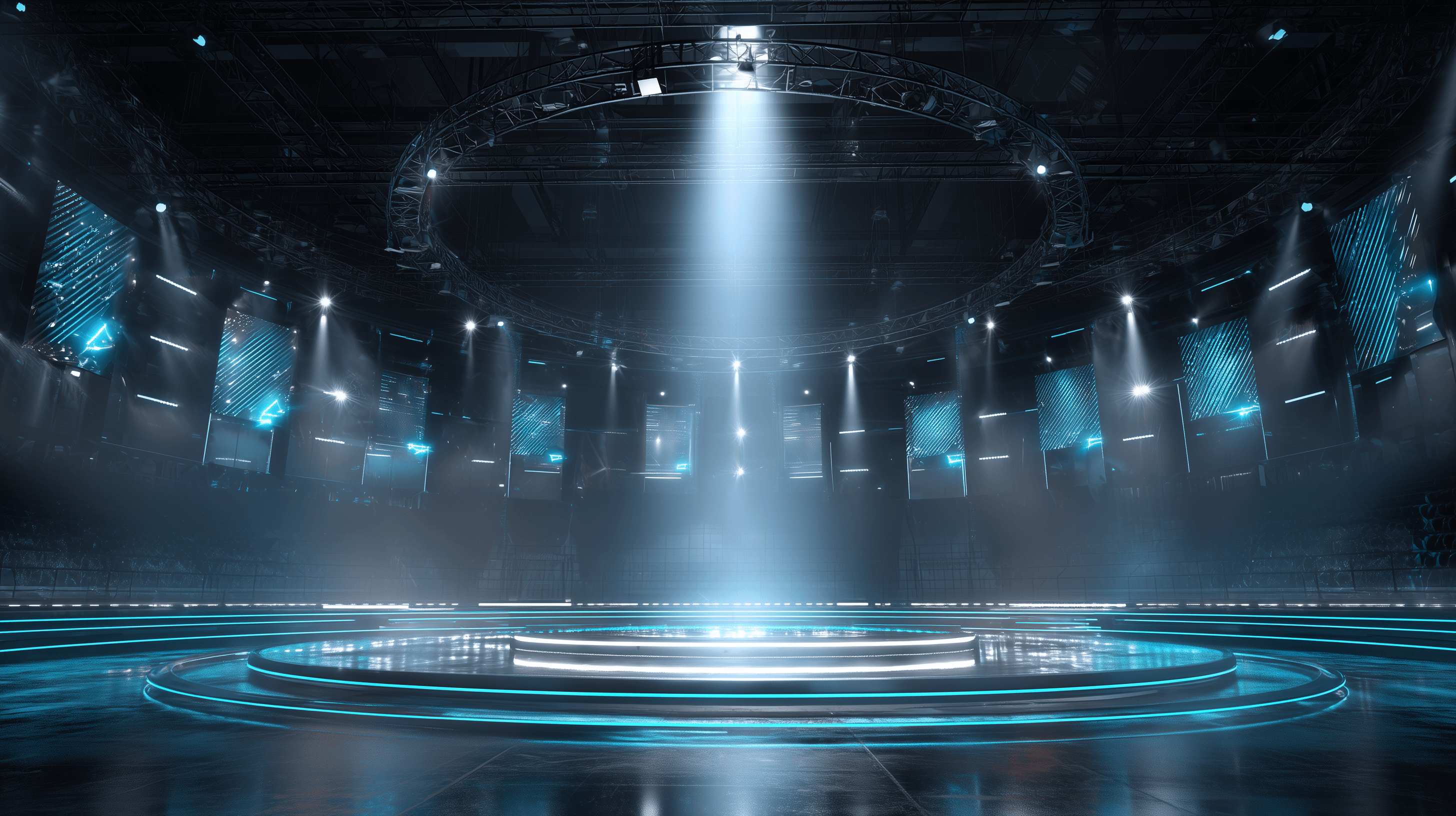 control room monitoring real-time data and live video feeds on multiple screens